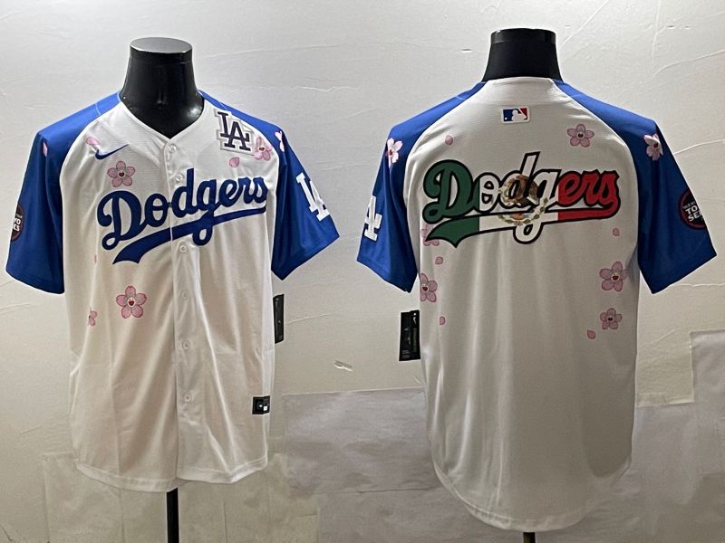 Men Los Angeles Dodgers Blank White Blue Sakura Edition 2025 Nike MLB Jersey style 11->los angeles dodgers->MLB Jersey